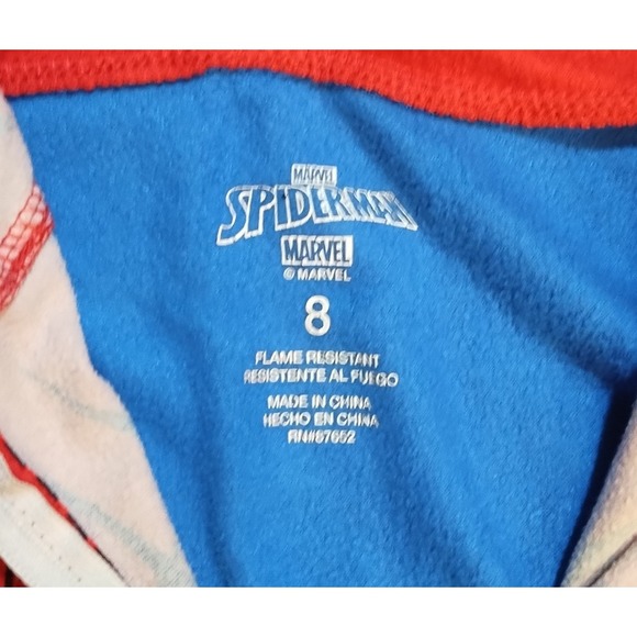 Kids Spiderman Pajamas One Piece Hooded Costume Size 8 Marvel - Picture 4 of 4
